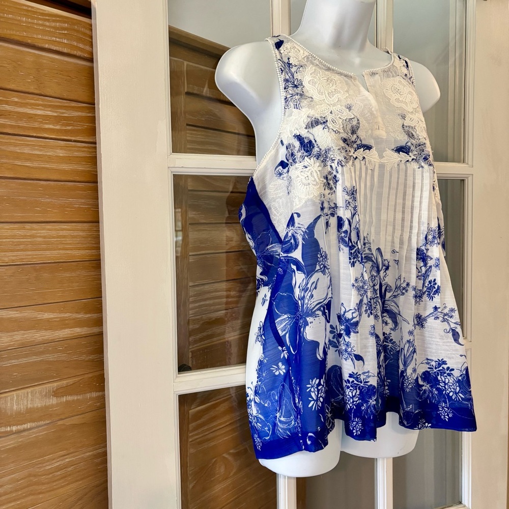 Ranna Gill x Anthropologie Zestio Pleated Blouse Floral Ombre Small Like New - Picture 5 of 11